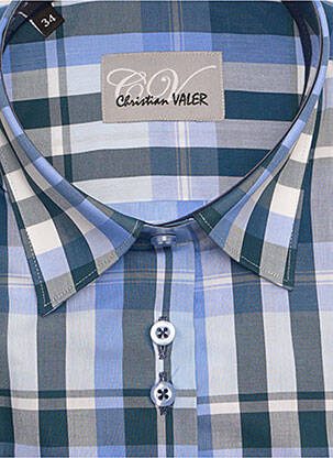 Chemisier coupe cintrée manches longues bleu CHRISTIAN VALER femme