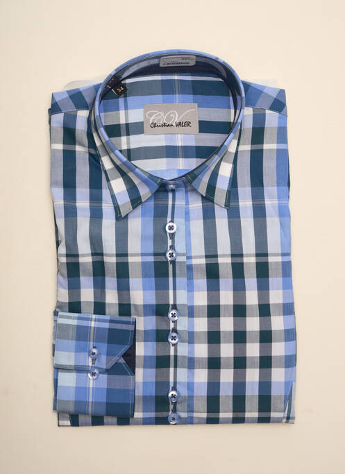 Chemisier coupe cintrée manches longues bleu CHRISTIAN VALER femme