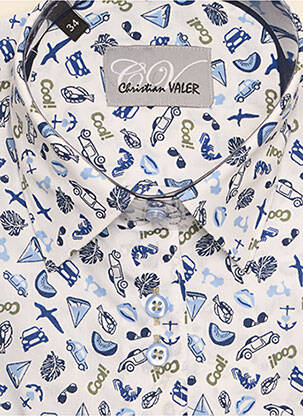 Chemisier coupe cintrée manches longues bleu CHRISTIAN VALER femme