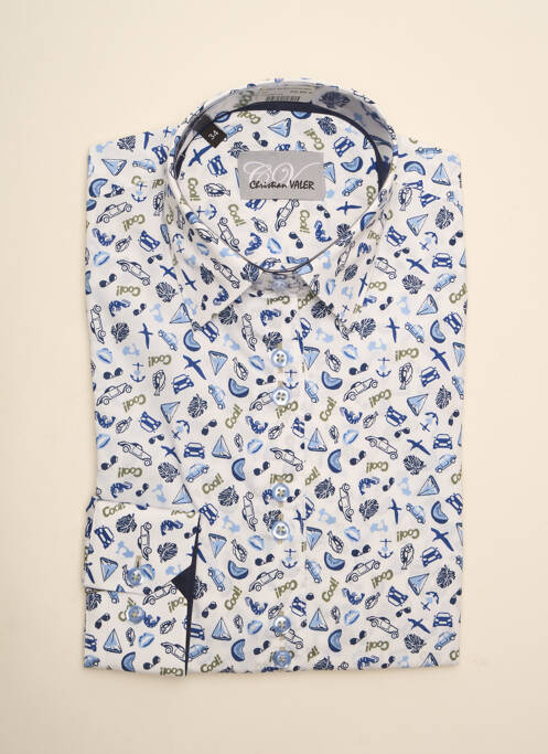 Chemisier coupe cintrée manches longues bleu CHRISTIAN VALER femme