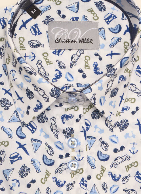 Chemisier coupe cintrée manches longues bleu CHRISTIAN VALER femme