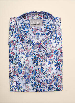 Chemisier imprimé fleurs manches longues bleu CHRISTIAN VALER femme