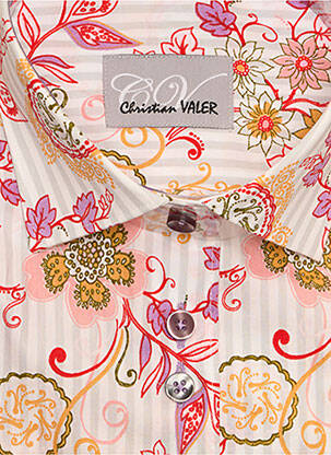 Chemisier imprimé fleurs manches longues rose CHRISTIAN VALER femme