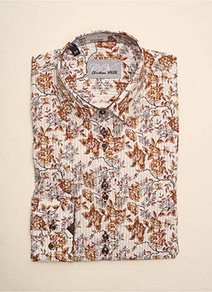 Chemisier imprimé fleurs manches longues marron CHRISTIAN VALER femme