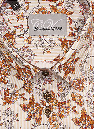 Chemisier imprimé fleurs manches longues marron CHRISTIAN VALER femme