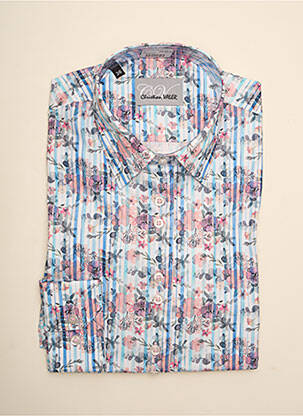 Chemisier imprimé fleurs manches longues bleu CHRISTIAN VALER femme