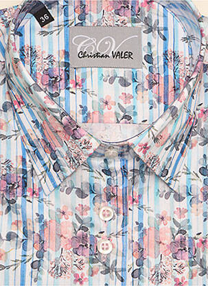Chemisier imprimé fleurs manches longues bleu CHRISTIAN VALER femme