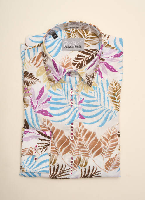 Chemisier coupe cintrée manches longues bleu CHRISTIAN VALER femme