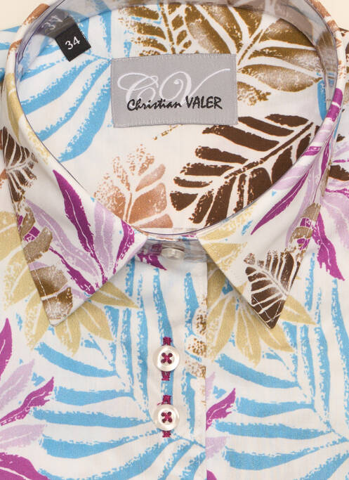 Chemisier coupe cintrée manches longues bleu CHRISTIAN VALER femme