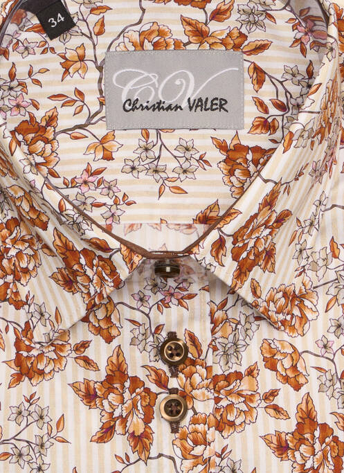 Chemisier imprimé fleurs manches longues marron CHRISTIAN VALER femme