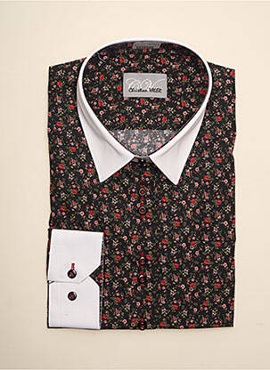 Chemisier imprimé fleurs manches longues noir CHRISTIAN VALER femme