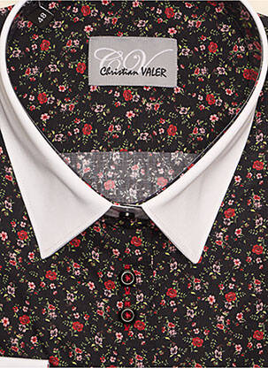 Chemisier imprimé fleurs manches longues noir CHRISTIAN VALER femme