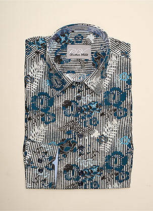 Chemisier imprimé fleurs manches longues bleu CHRISTIAN VALER femme