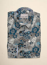 Chemisier imprimé fleurs manches longues bleu CHRISTIAN VALER femme