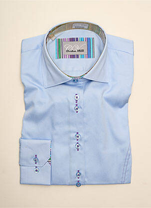 Chemisier coupe cintrée manches longues bleu CHRISTIAN VALER femme