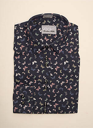 Chemisier coupe cintrée manches longues bleu CHRISTIAN VALER femme