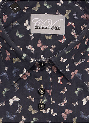 Chemisier coupe cintrée manches longues bleu CHRISTIAN VALER femme