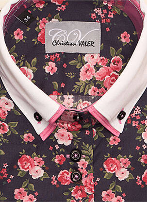 Chemisier imprimé fleurs manches longues rose CHRISTIAN VALER femme