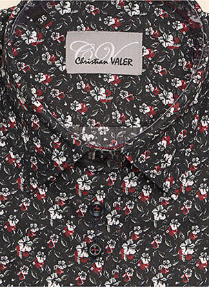 Chemisier imprimé fleurs manches longues noir CHRISTIAN VALER femme