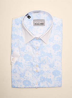 Chemisier imprimé fleurs manches longues bleu CHRISTIAN VALER femme