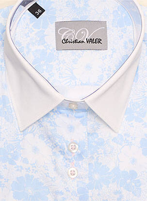Chemisier imprimé fleurs manches longues bleu CHRISTIAN VALER femme