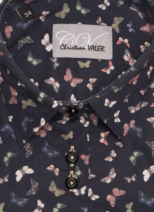 Chemisier coupe cintrée manches longues bleu CHRISTIAN VALER femme