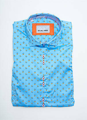 Chemisier coupe cintrée manches longues bleu CHRISTIAN VALER femme