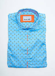 Chemisier coupe cintrée manches longues bleu CHRISTIAN VALER femme