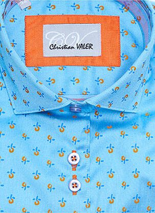 Chemisier coupe cintrée manches longues bleu CHRISTIAN VALER femme