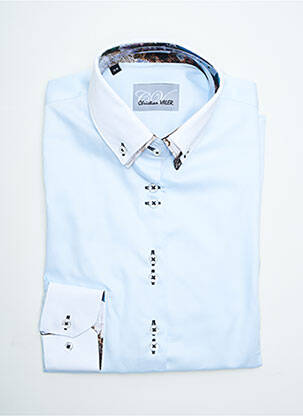 Chemisier coupe cintrée manches longues bleu CHRISTIAN VALER femme