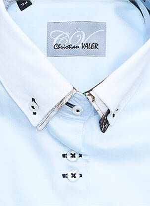 Chemisier coupe cintrée manches longues bleu CHRISTIAN VALER femme