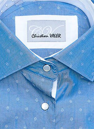 Chemisier coupe cintrée manches longues bleu CHRISTIAN VALER femme