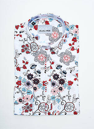 Chemisier imprimé fleurs manches longues blanc CHRISTIAN VALER femme