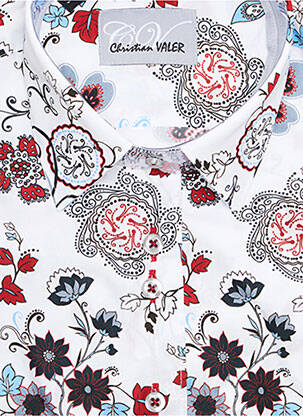 Chemisier imprimé fleurs manches longues blanc CHRISTIAN VALER femme