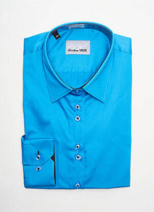 Chemisier coupe cintrée manches longues bleu CHRISTIAN VALER femme