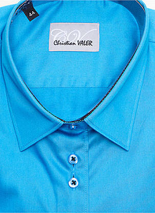 Chemisier coupe cintrée manches longues bleu CHRISTIAN VALER femme