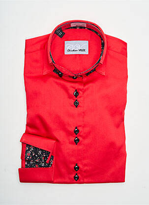 Chemisier coupe cintrée manches longues rouge CHRISTIAN VALER femme