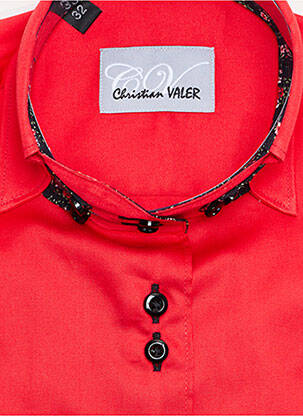 Chemisier coupe cintrée manches longues rouge CHRISTIAN VALER femme