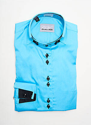 Chemisier coupe cintrée manches longues bleu CHRISTIAN VALER femme