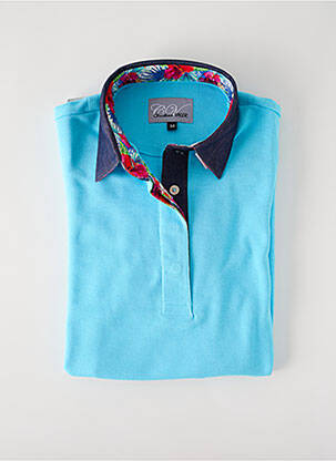 Polo stretch manches courtes bleu CHRISTIAN VALER femme