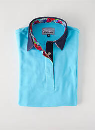 Polo stretch manches courtes bleu CHRISTIAN VALER femme