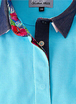 Polo stretch manches courtes bleu CHRISTIAN VALER femme
