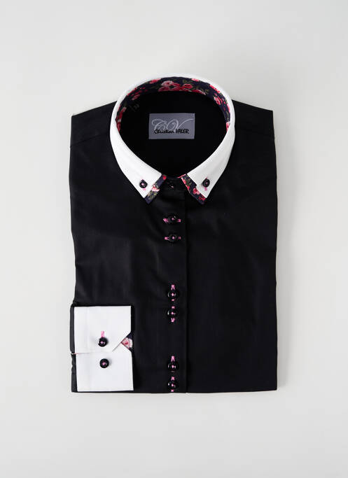 Chemisier coupe cintrée manches longues noir CHRISTIAN VALER femme