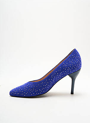 Escarpins semelle extérieure cuir talon de 7 à 9cm bleu ALEGORY femme