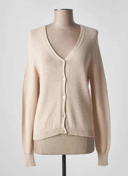 Gilet manches longues beige INDI & COLD pour femme