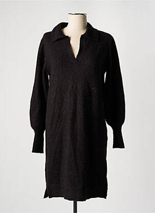 Robe pull coupe droite manches longues noir KAFFE femme