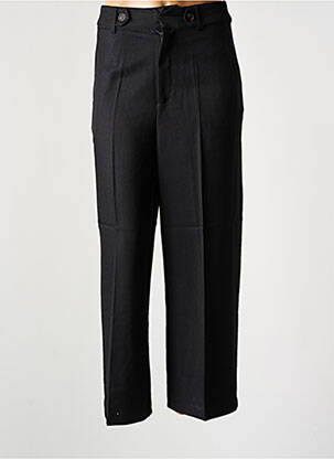 Pantalon droit fermeture zippée sous rabat avec crochet noir KAFFE femme