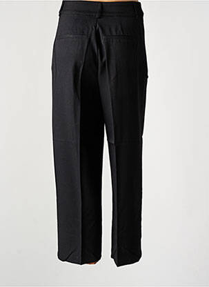 Pantalon droit fermeture zippée sous rabat avec crochet noir KAFFE femme