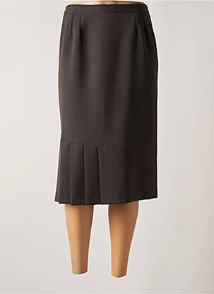 Jupe mi-longue taille à pinces marron GEVANA femme