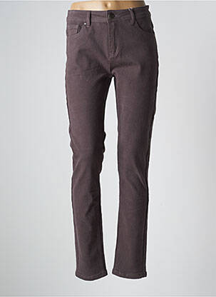 Pantalon droit fermeture zippée sous rabat boutonné marron GEVANA femme
